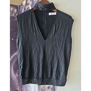 Bailey 44‎ Knit V Neck Cut Out Sleeveless Mock Neck Stretch Top Black XS TP01